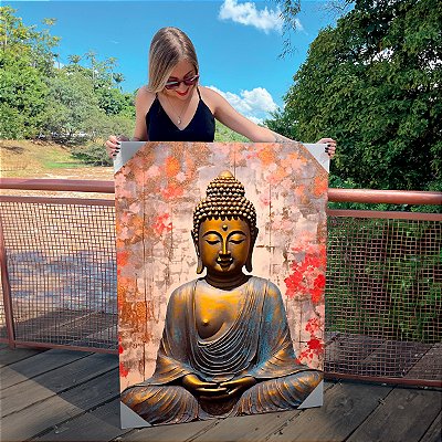 Quadro Decorativo Canvas Religioso Buda Abstrato Vertical