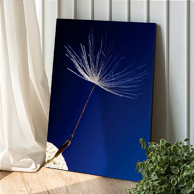 Quadro Decorativo Canvas Floral Dente de Leão Fundo Azul Vertical