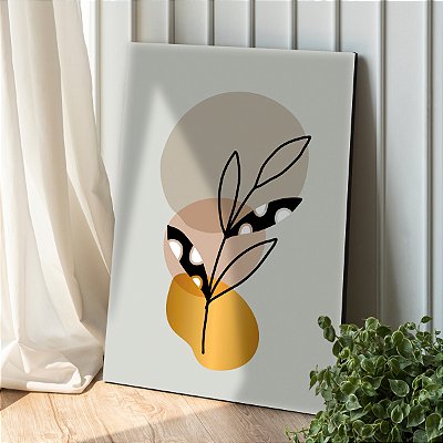 Quadro Decorativo Canvas Abstratas Formas Geométricas Orgânicas Vertical