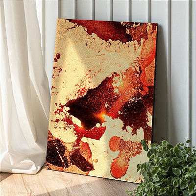Quadro Decorativo Canvas Pintura Abstrata Tons Terrosos Vertical