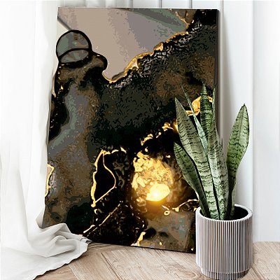 Quadro Decorativo Canvas Pintura Abstrata Tons Terrosos Fortes Vertical