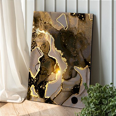 Quadro Decorativo Canvas Pintura Abstrata Tons Terrosos Fortes Vertical
