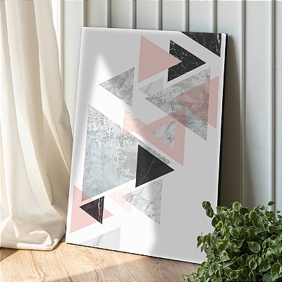 Quadro Decorativo Canvas Abstrato Formas Geométricas Triângulos Vertical