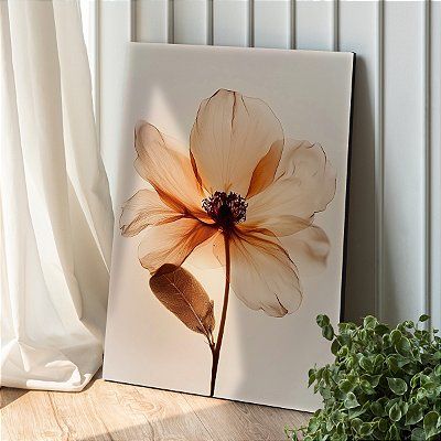 Quadro Decorativo Canvas Flor Laranja Pétalas Finas Vertical