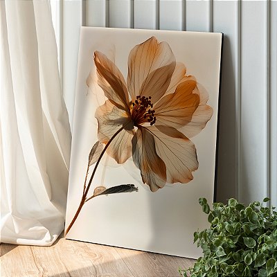 Quadro Decorativo Canvas Flor em Tons Terrosos Pétalas Finas Vertical