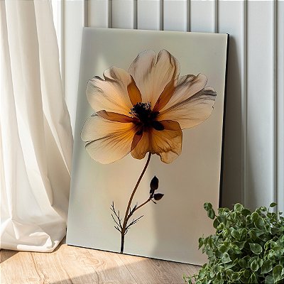 Quadro Decorativo Canvas Flor em Tons Terrosos Pétalas Finas Vertical