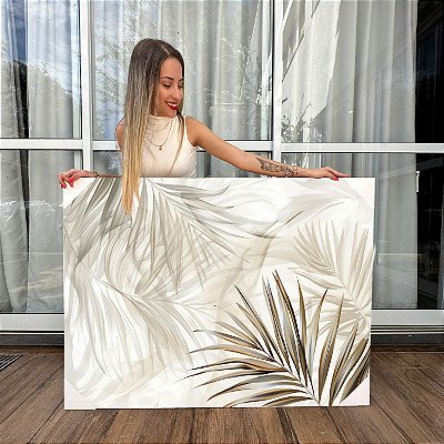 Quadro Decorativo Canvas Folhagem em Tons Terrosos Horizontal