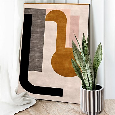 Quadro Decorativo Canvas Formas Geométricas Abstratas Fundo Claro Vertical