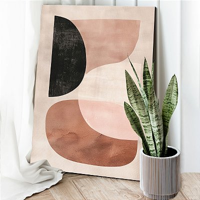 Quadro Decorativo Canvas Formas Abstratas Tons Terrosos Vertical