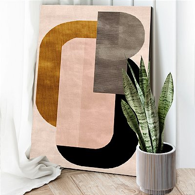 Quadro Decorativo Canvas Formas Abstratas Fundo Claro Vertical