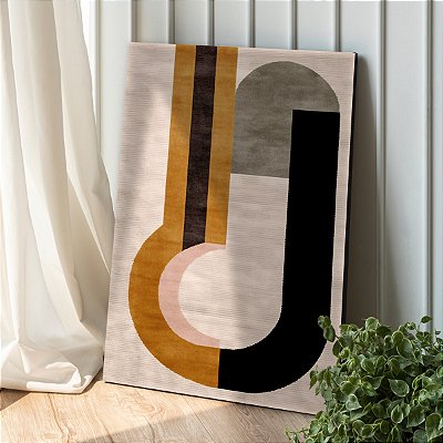 Quadro Decorativo Canvas Formas Abstratas Fundo Claro Vertical