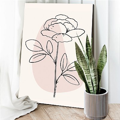 Quadro Decorativo Canvas Ilustração de Flor em Fundo Claro Vertical