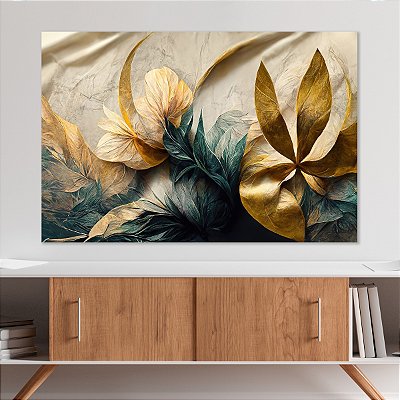 Quadro Decorativo Canvas Floral Flores de Aquarela Abstratas Horizontal 100x80