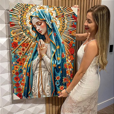 Quadro Decorativo Flutuante Religioso Nossa Senhora de Guadalupe Vertical