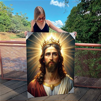 Quadro Decorativo Canvas Religioso Rei Jesus Cristo Vertical