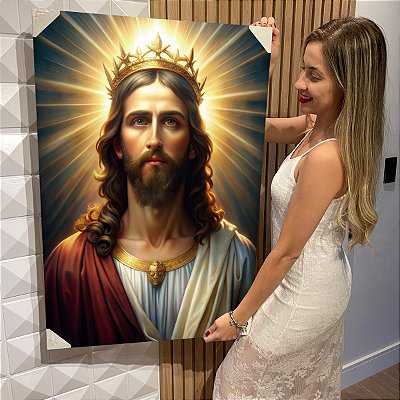 Quadro Decorativo Flutuante Religioso Rei Jesus Cristo Vertical