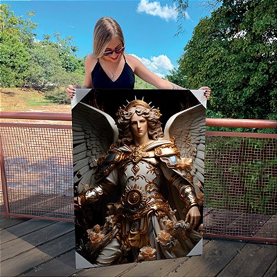 Quadro Decorativo Canvas Religioso Arcanjo Guerreiro Vertical