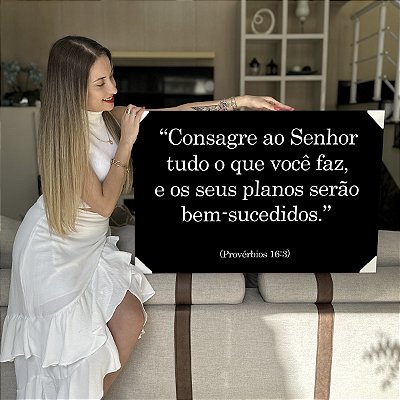 Quadro Decorativo Flutuante Religioso Provérbios 16:3 Horizontal