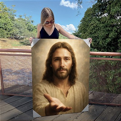 Quadro Decorativo Canvas Religioso Jesus Cristo Estendendo a Mão Vertical