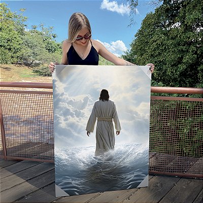 Quadro Decorativo Canvas Jesus Cristo Andando Sobre as Águas Vertical