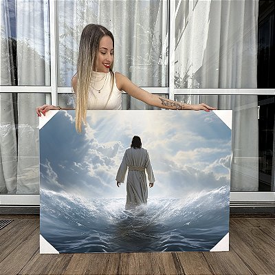 Quadro Decorativo Canvas Jesus Cristo Andando Sobre as Águas Horizontal