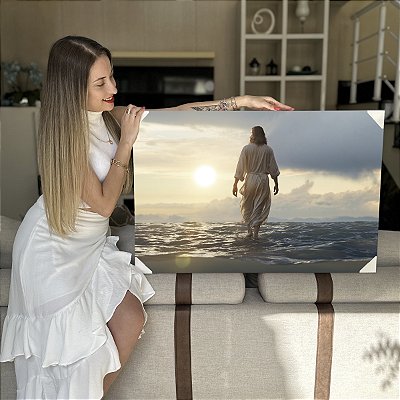 Quadro Decorativo Flutuante Jesus Cristo Andando Sobre as Águas Horizontal