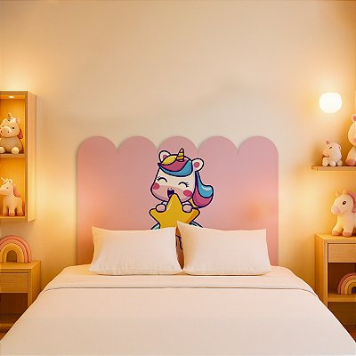 Cabeceira de Cama Decorativa Infantil para Quarto de Meninas - Tema Unicórnio