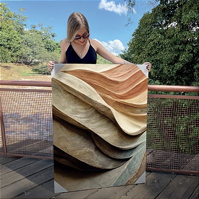 Quadro Decorativo Canvas Abstrato Ondas Coloridas Luxo Vertical