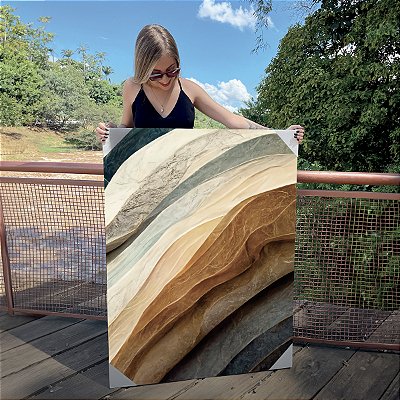 Quadro Decorativo Canvas Abstrato Ondas Coloridas Luxo Vertical