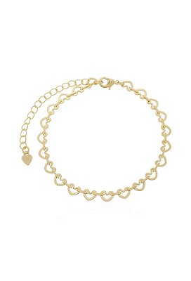 Pulseira de Elos de Coração M Ouro