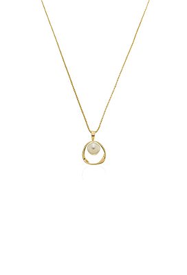 Colar com Pingente Orgânico de Pérola Ouro