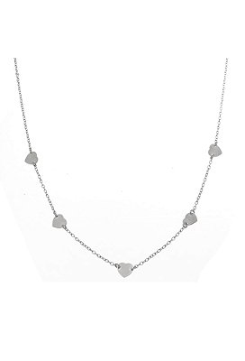 Choker com Medalhas de Coração no Ródio