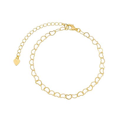Pulseira de Elos de Coração Ouro