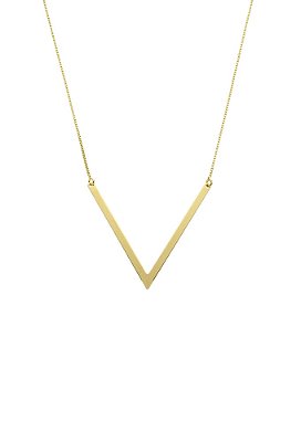 Colar com Pingente de "V" Liso Ouro