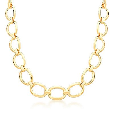Colar com Elos Ovais e Fecho Boia Ouro