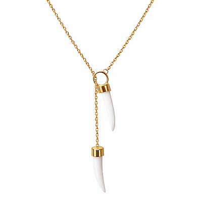 Colar Gravata com Pingente Dente de Sabre Ouro