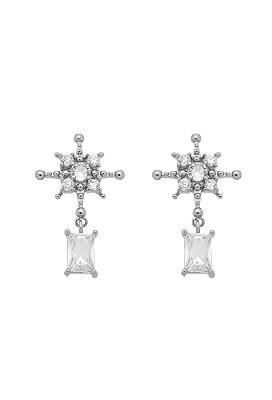 Brinco Estrela com Cristal Retangular