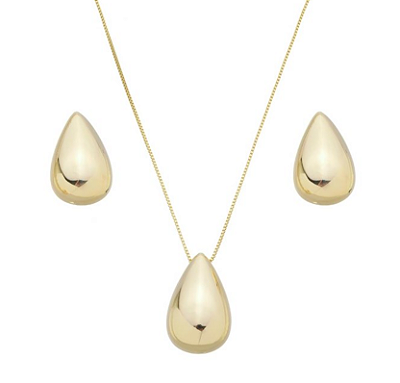 Conjunto de Gota Lisa Ouro