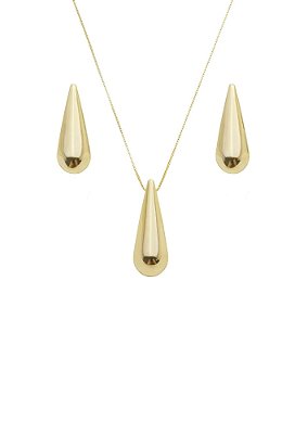 Conjunto de Gota Lisa Grande Ouro