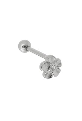Piercing Flor com Zircônia Cristal Ródio