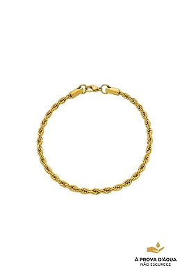 Pulseira Cordão Baiano Aço Dourado