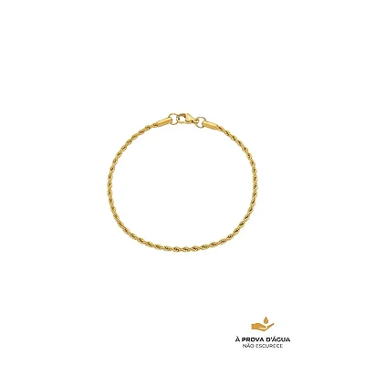Pulseira Cordão Baiano Fino Aço Dourado