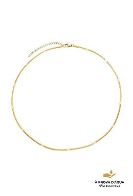 Colar Fita Prensada 2mm Aço Dourado