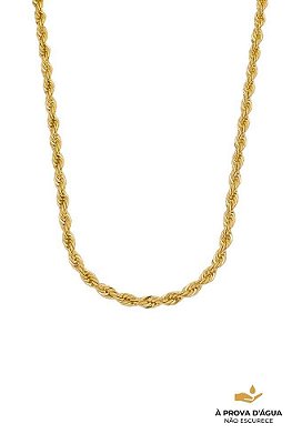 Colar Baiano Torcido 4mm Aço Dourado