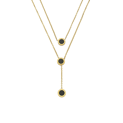 Colar Duplo Gravatinha Inspiração Aço Inox Dourado