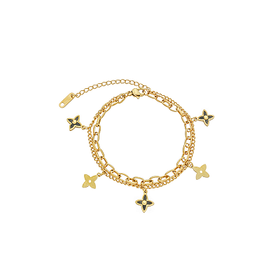 Pulseira Dupla Inspiração Aço Inox Dourado