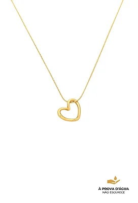 Colar Coração Torcido Aço Dourado