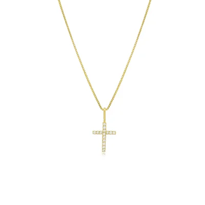 Colar Cruz Cravejado Ouro