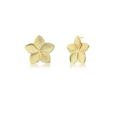 Brinco de Flor Texturizado Ouro