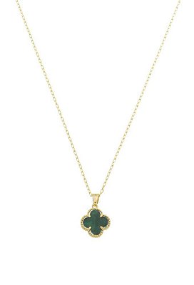 Colar com Pingente de Trevo Esmeralda Ouro